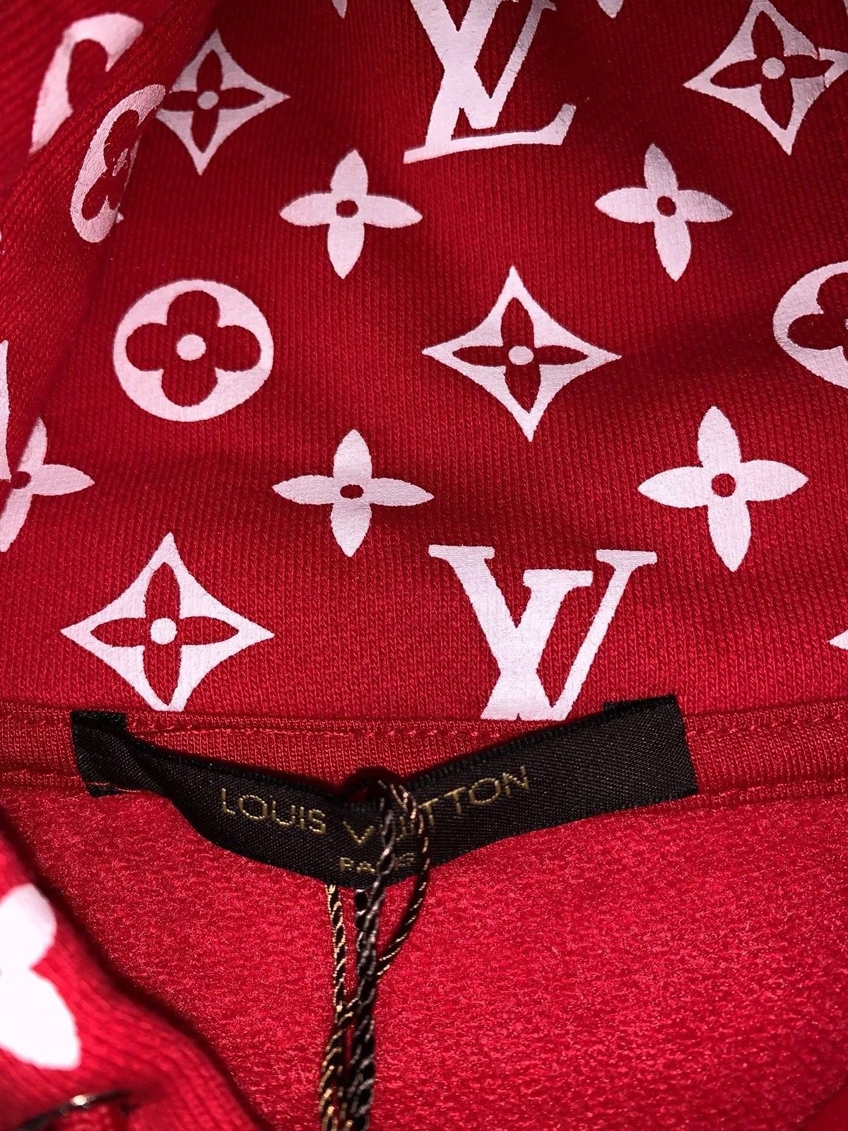LOUIS VUITTON x SUPREME BOX LOGO HOODIE RED SS17 XL / New